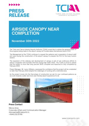 AIRSIDE CANOPY NEAR COMPLETION