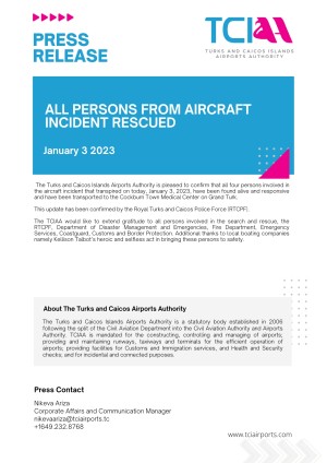 ALL PERSONS FROM AIRCRAFT INCIDENT RESCUED