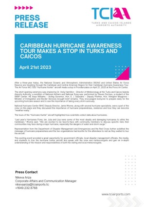 CARIBBEAN HURRICANE AWARENESS TOUR MAKES A STOP IN TURKS AND CAICOS