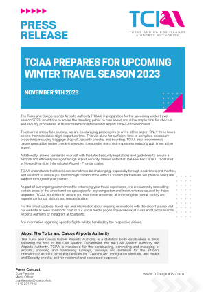 TCIAA Prepares for Winter Travel Season 2023